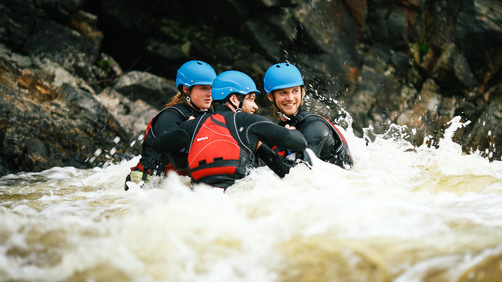 group of whitewater rescue student