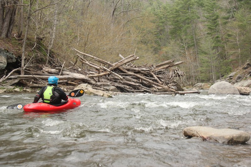 Piles of wood are a hazard for creek boaters