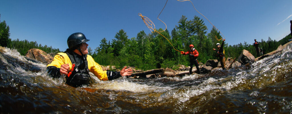 Whitewater rescue course exercise