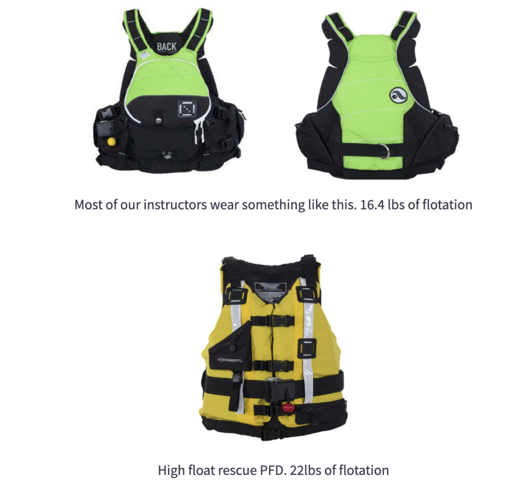 Whitewater rescue PFDs
